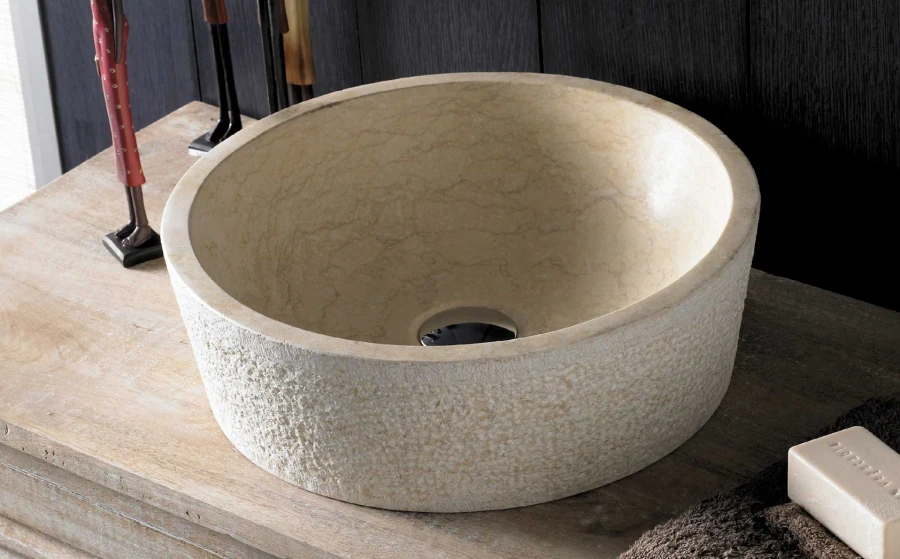 BATHCO - LAVABO PEDRA CIRCULAR SOBRE TAULELL DUAL 405X130MM