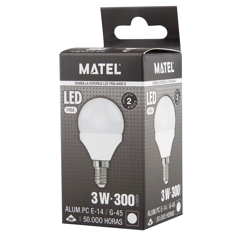 MATEL - BOMBETA LED ESFERICA E14 5W CALIDA 21798