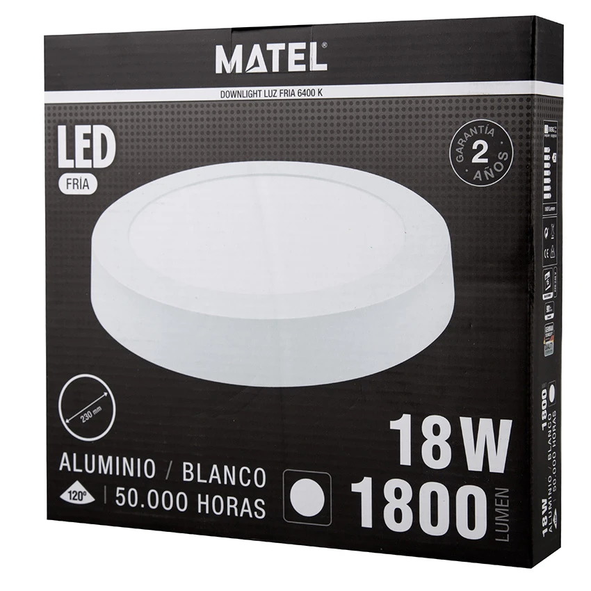 MATEL - DOWNLIGHT LED RODO SUPERF. BLANC 18W FRED