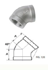 FILINOX - CODO ROSCADO 45º H-H 1 1/2" AISI 316L