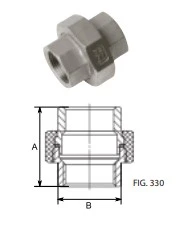 FILINOX - ENLLAÇ 3 PECES ROSCAR F-F 2 1/2" AISI 316