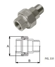 FILINOX - ENLLAÇ 3 PECES ROSCAR M-F 1" AISI 316