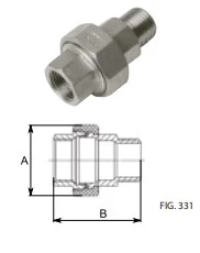 FILINOX - ENLLAÇ 3 PECES ROSCAR M-F 1 1/2" AISI 316