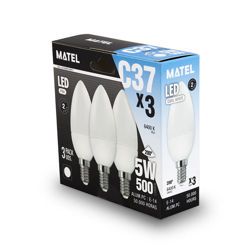 MATEL - BOMBILLA LED VELA E14 5W NEUTRO 23404