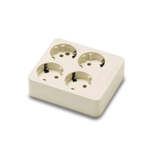 FAMATEL - BASE 4 PRESAS SCHUKO 16A 250V C/TT CUADRADA BLANCO