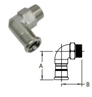 FILINOX - INOX CODO 90º MACHO D-15X1/2" AISI 316L PERFIL M