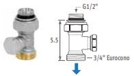 JAGA - VALVULA DE RETORN 3/4" EUROCONO 180º SUELO