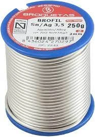 AUXILIARS - BROFIL ROTLLE ESTANY-PLATA D-2MM 250 GR. SN/AG 3,5% HOMOLOGAT AENOR