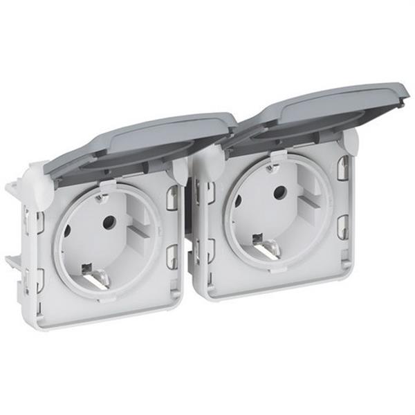 LEGRAND - PLEXO 2 BASES SCHUKO 2P+T HORTZ. GRIS 069576