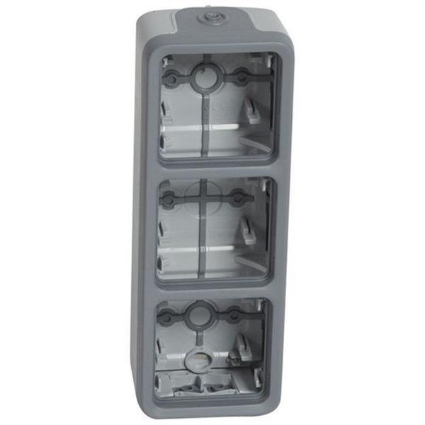 LEGRAND - PLEXO CAJA SUPERFICIE VERTICAL 3M GRIS CON MEMBRANA 069679