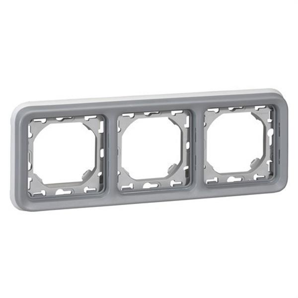 LEGRAND - PLEXO MARCO HORIZONTAL CON SOPORTE 3M DE EMBUTIR GRIS 069687