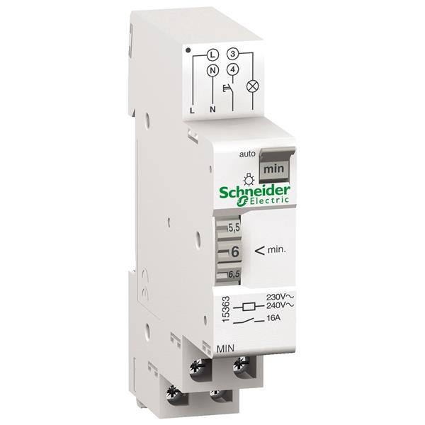 SCHNEIDER - ACTI9 INTERRUPTOR MINUTERO AUTOMÁTICO 1 MÓDULO 1-7 MINUTOS 16A