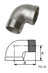 FILINOX - CODO ROSCADO 90º M-H 1/4" AISI 316L