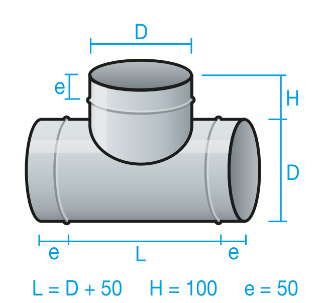 XEMENEIA - INOX TE 90º SIMPLE D-150