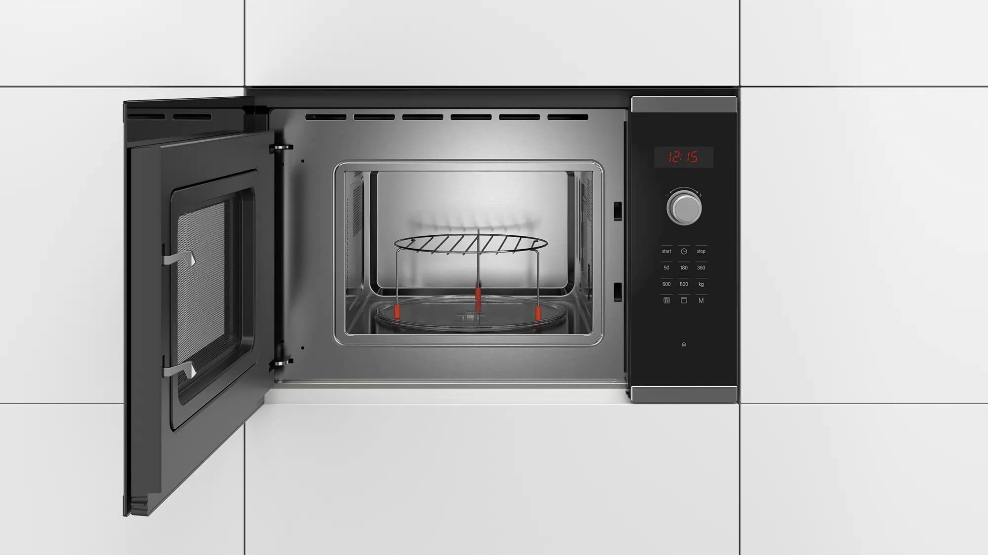 BOSCH - MICROONES ELECTRÒNIC ENCASTABLE S/MARC 38CM 20LTS VIDRE NEGRE/INOX COM.OCULTS A/GRILL view 2