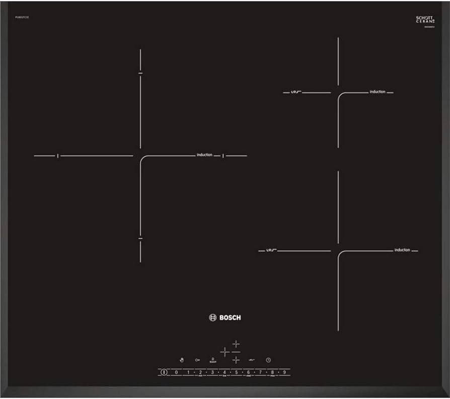 BOSCH - ENCIMERA INDUCCIÓN EMPOTRABLE 60CM 3 ZONAS NEGRO/BISELADA DIRECTSELECT ZONA DE 28 CM