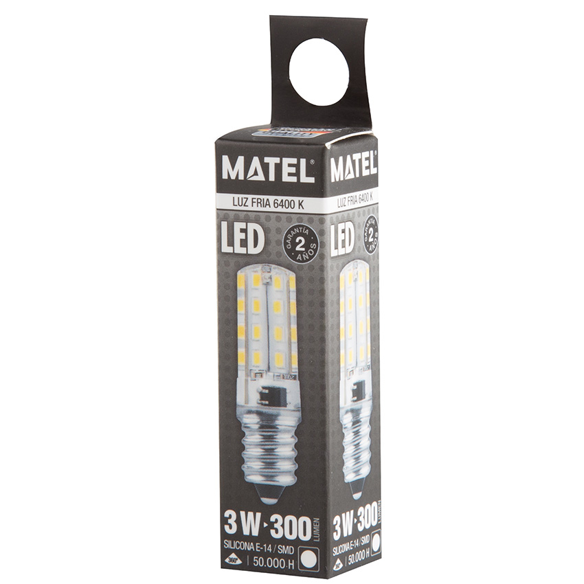 MATEL - BOMBILLA LED SILICONA TUB. E14 3 W 230V FRÍA view 2