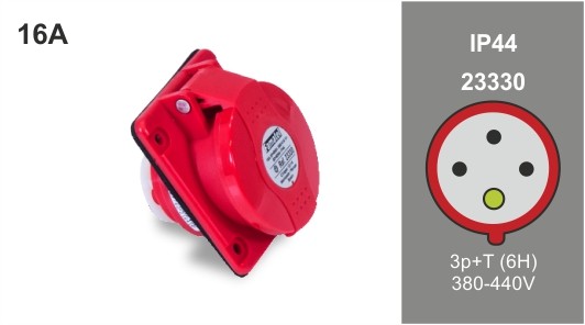 FAMATEL - BASE ENCHUFE INCLINADA EMPOTRAR 3P+T 16A 400V IP54 view 2