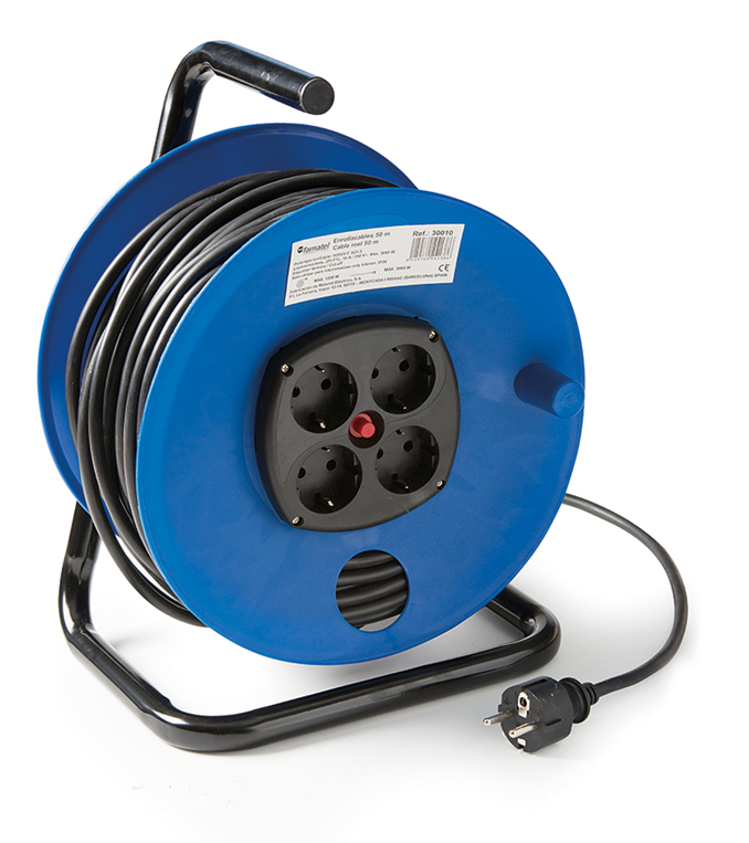 FAMATEL - ENROLLACABLE 4 PRESAS 2P+TTL 16A 250V 3X1,5MM2 (50MTS)