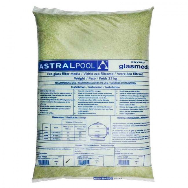 ASTRAL - KGS. VIDRIO FILTRANTE ACTIVE CLEAR GLASS 0,5/1,0MM (SACO 20KG)