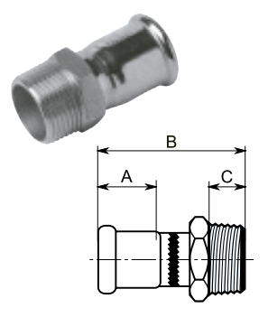 FILINOX - INOX UNION MACHO D-88,9X3" AISI 316 PERFIL M