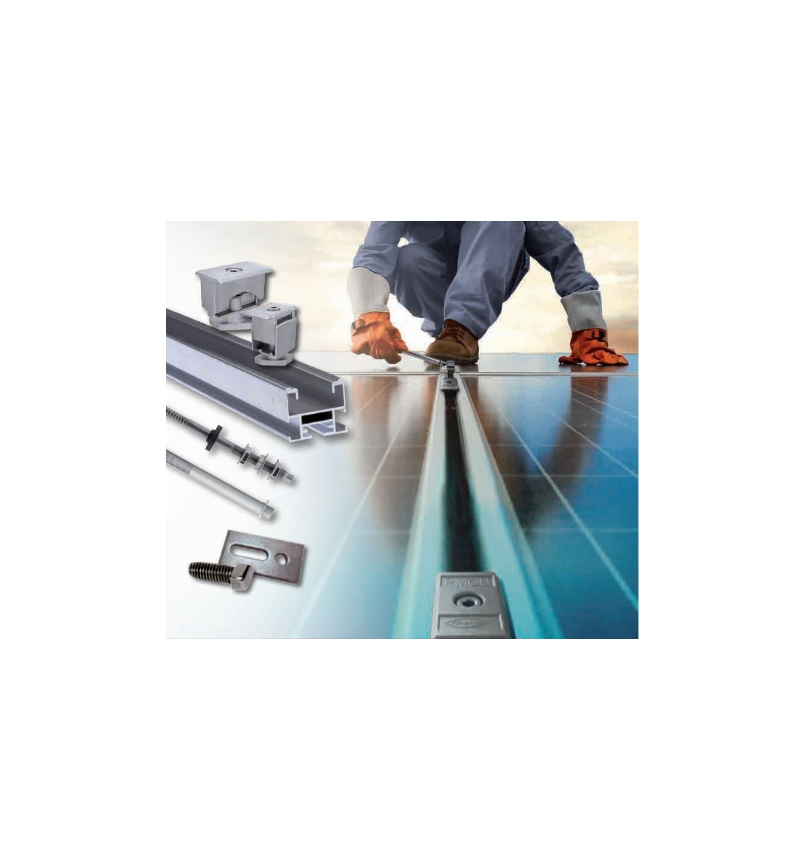 FISCHER - KIT MONTAJE SOLAR 1 MÓDULO VERTICAL + UNIÓN VERTICAL FIJO GRECADA