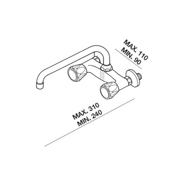 GALINDO - ELIPSE GRIFO COCINA MONOMANDO PARED CON BRAZO SUP. 110 CM CROMADO view 3