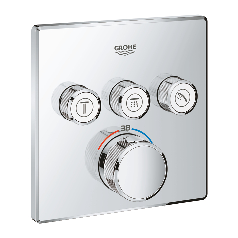 GROHE - GROHTHERM SMARTCONTROL TERMOSTAT ENCASTAR 3CL. QUADRAT CROMATS/COS ENCASTAR