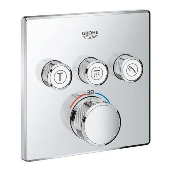 GROHE - TERMOSTATO SMARTCONTROL 3 LLAVES CUADRADO CROMO