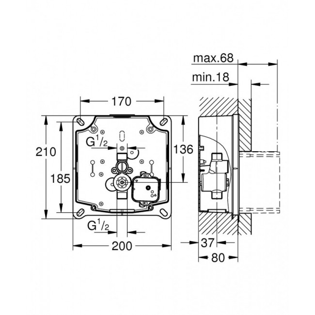 GROHE - RAPID-U COS ENCASTAR UNIVERSAL FLUXOR ELECTRONIC URINARI view 2