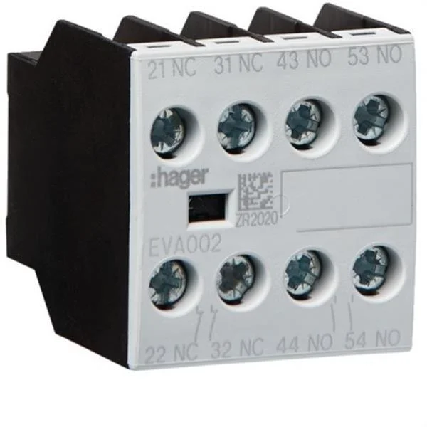 HAGER - CONTACTE AUXILIAR FRONTAL PER A CONTACTOR MIDA 1 I 2 2NA+2NC