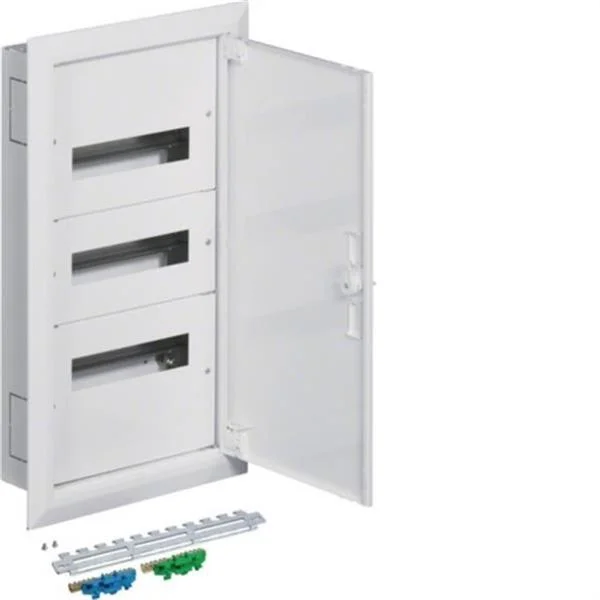 HAGER - CAJA DE DISTRIBUCION DE EMPOTRAR SERIE FW2 METALICA, 3 FILAS X 12M, PUERTA OPACA, 125A