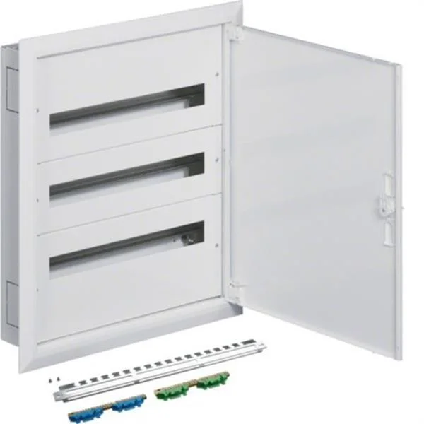 HAGER - CAJA DE DISTRIBUCION DE EMPOTRAR SERIE FW2 METALICA, 3 FILAS X 24M, PUERTA OPACA, 125A, ALTURA 620MM