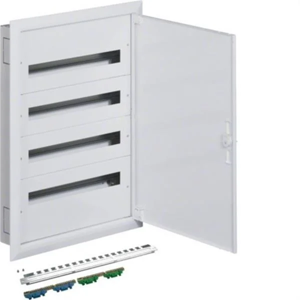 HAGER - CAJA DE DISTRIBUCION DE EMPOTRAR SERIE FW2 METALICA, 4 FILAS X 24M, PUERTA OPACA, 125A, ALTURA 770MM