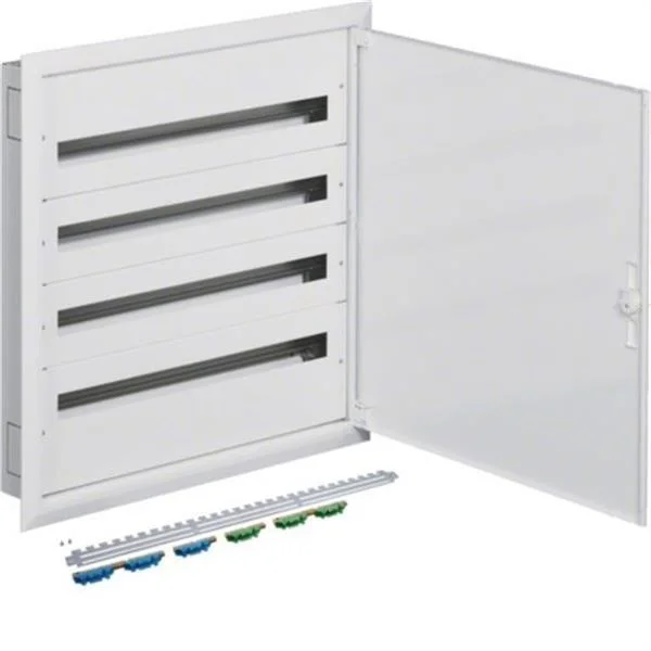 HAGER - CAJA DE DISTRIBUCION DE EMPOTRAR SERIE FW2 METALICA, 4 TRAMOS X 36M, PUERTA OPACA, 125A, ALTURA 770MM