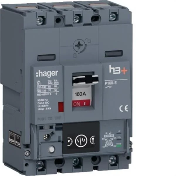 HAGER - INTERRUPTOR AUTOMATICO CAJA MOLDEADA H3+ P160 3P3D 160A 70KA ENERGY