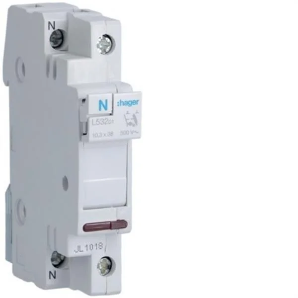 HAGER - PORTAFUSIBLE SECCIONABLE L38 1P+N 32A 400V AMB INDICADOR DE FUSIO