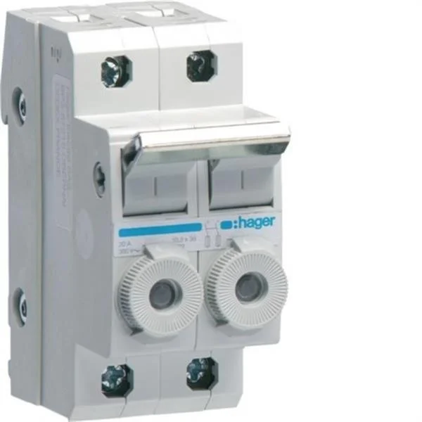HAGER - INTERRUPTOR AMB FUSIBLE L900 2P 20A 380V 10,3X38