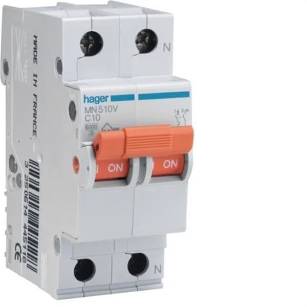 HAGER - INTERRUPTOR AUTOMATICO MAGNETOTERMICO SERIE MN 2P 20A CURVA C 6KA