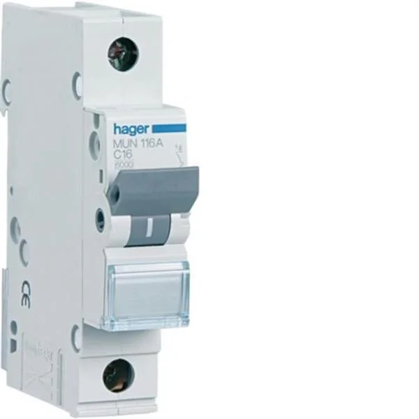 HAGER - INTERRUPTOR AUTOMATICO MAGNETOTERMICO SERIE MU 1P 6A CURVA C 6KA
