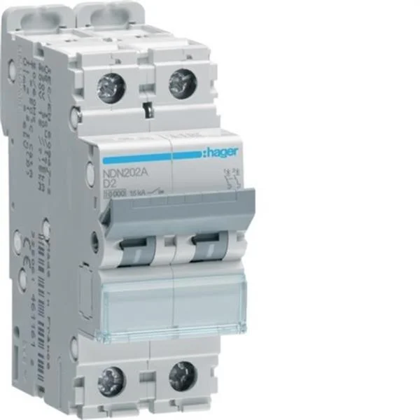 HAGER - INTERRUPTOR AUTOMATIC MAGNETOTERMIC SERIE N 2P 2A CORBA D 10KA