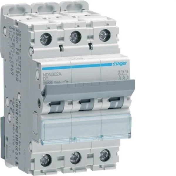 HAGER - INTERRUPTOR AUTOMATIC MAGNETOTERMIC SERIE N 3P 2A CORBA D 10KA