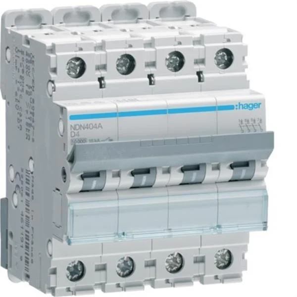 HAGER - INTERRUPTOR AUTOMATIC MAGNETOTERMIC SERIE N 4P 4A CORBA D 10KA