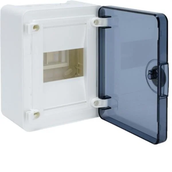 HAGER - CAJA DE SUPERFICIE GOLF SERIE VS, 1 FILA, 4M, PUERTA TRANSPARENTE AZUL Y REGLETA