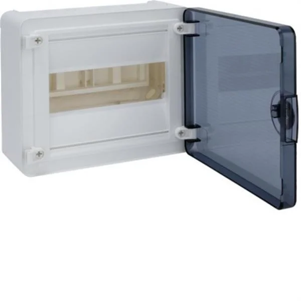 HAGER - CAJA DE SUPERFICIE GOLF SERIE VS, 1 FILA, 8M, PUERTA TRANSPARENTE AZUL Y REGLETA
