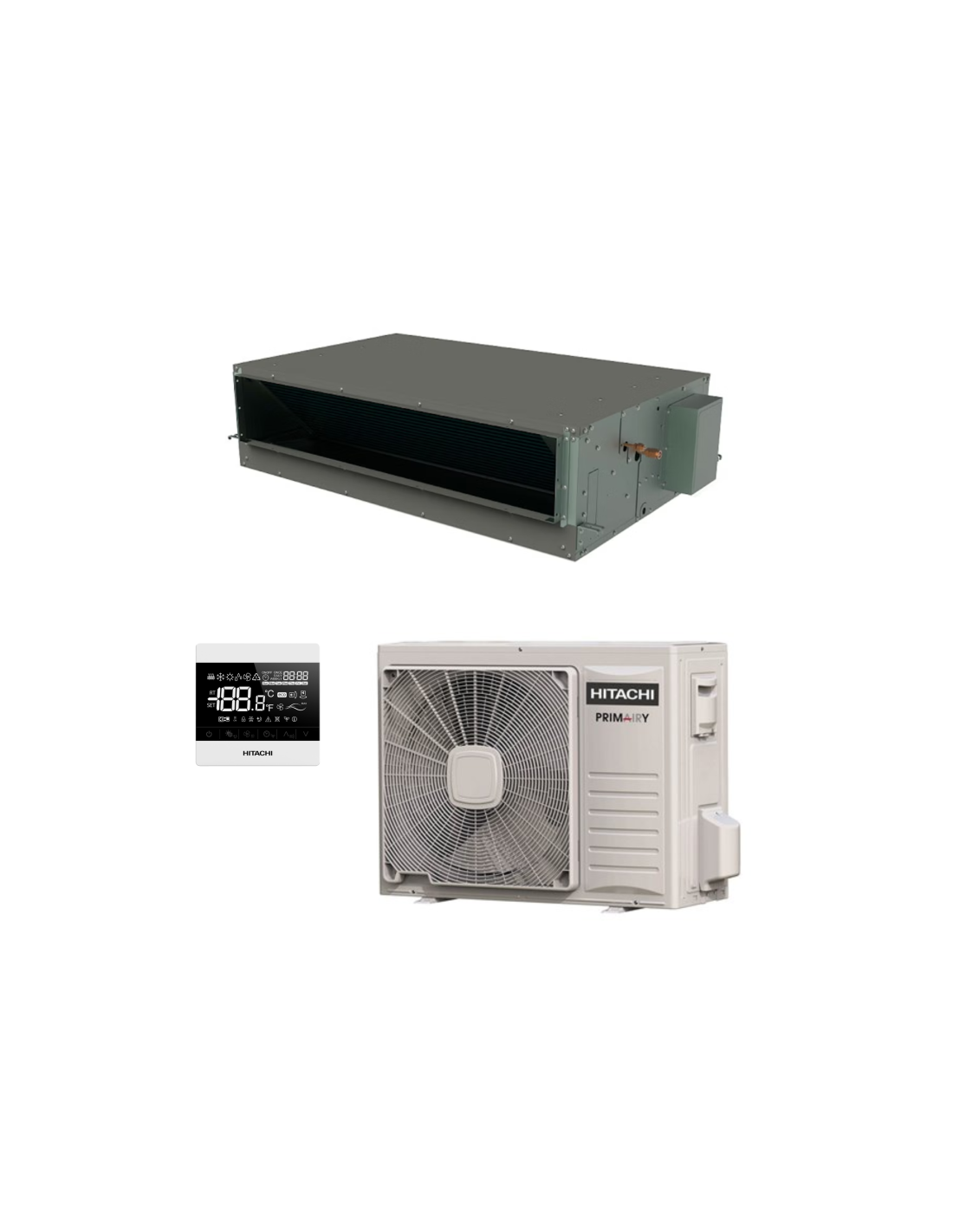 HITACHI - AIRE CONJUNT CONDUCTES 3 CV PRIMAIRY 7,3 KW R32 MANDO CABLE