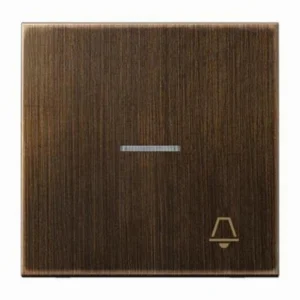 JUNG - TECLA CON VISOR Y SIMBOLO TIMBRE LATON ANTIK