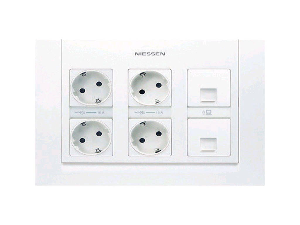 NIESSEN - KIT CAIXA DE 3 COLUMNES COMPLETA ENCASTAR 4BE+2RJ