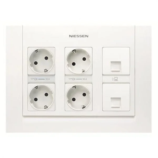 NIESSEN - KIT CAIXA DE 3 COLUMNES COMPLETA ENCASTAR 4BE+2RJ