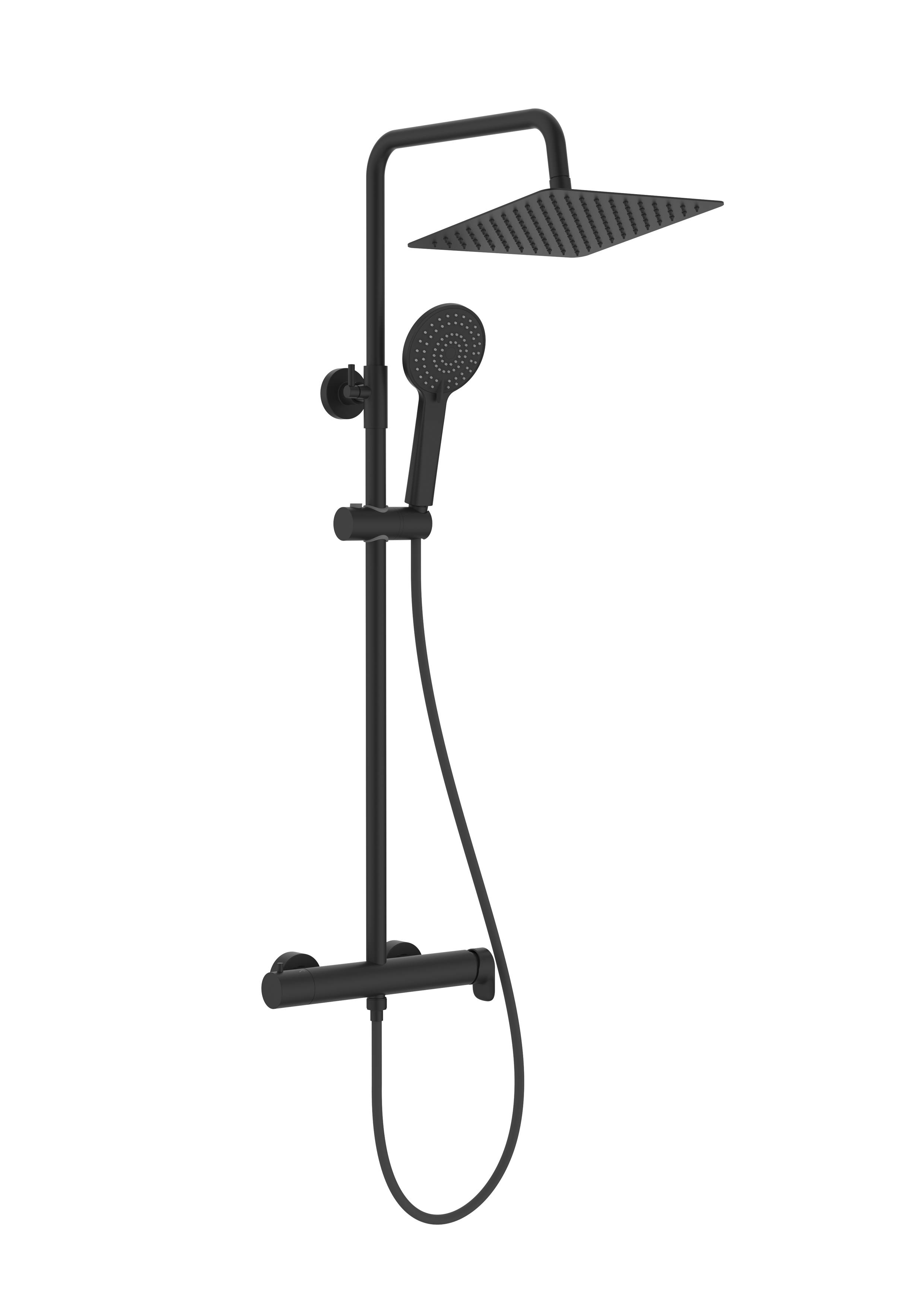 BAXI-COLUMNA PARA DUCHA MONOMANDO VEGA PLUS SQUARE CON ALTURA REGULABLE NEGRO MATE